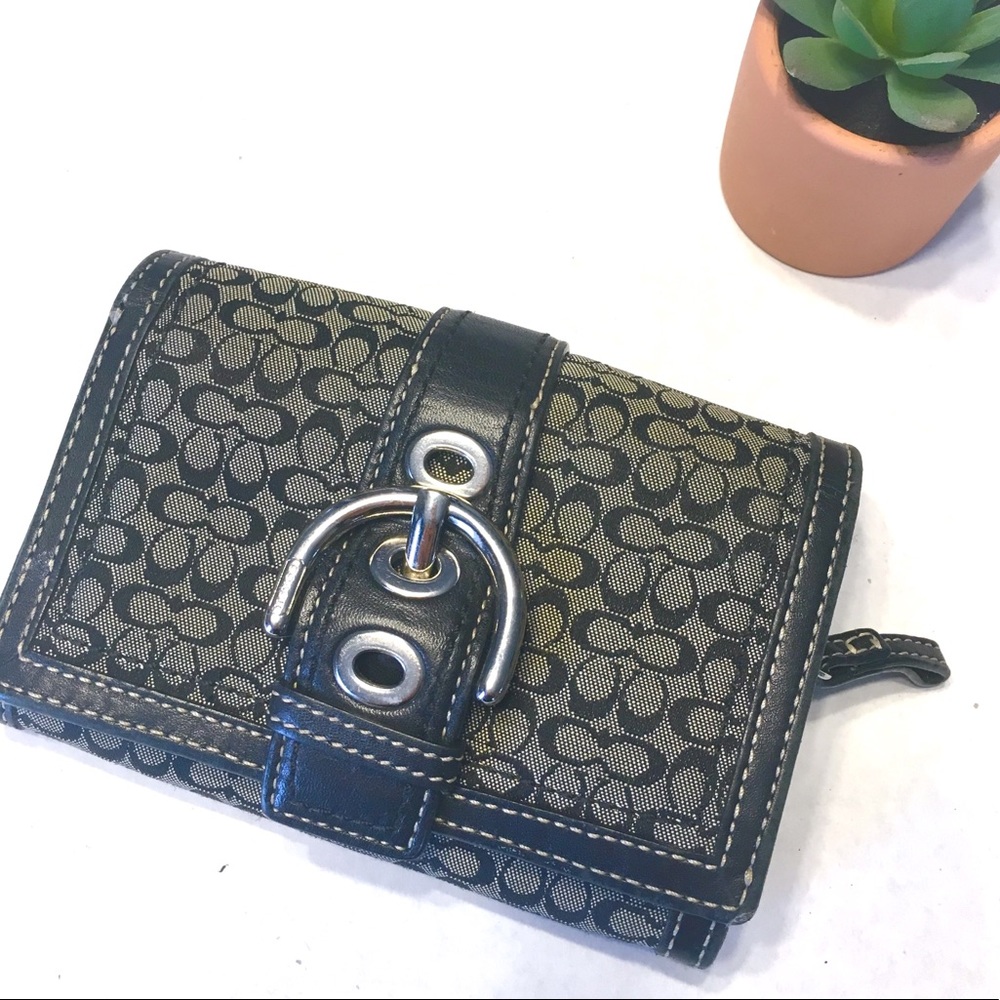 Authentic Black Coach Monogram Wallet